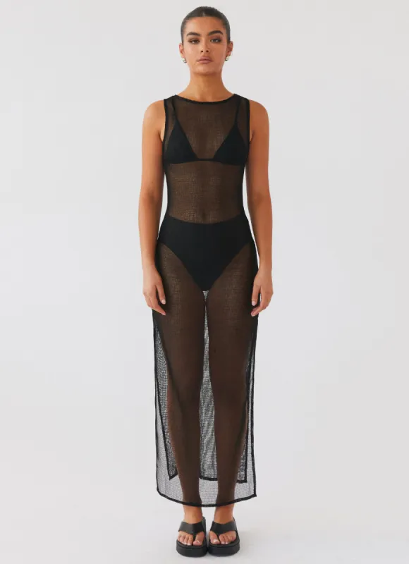 Caught Up Maxi Dress - Black sold by Peppermayo