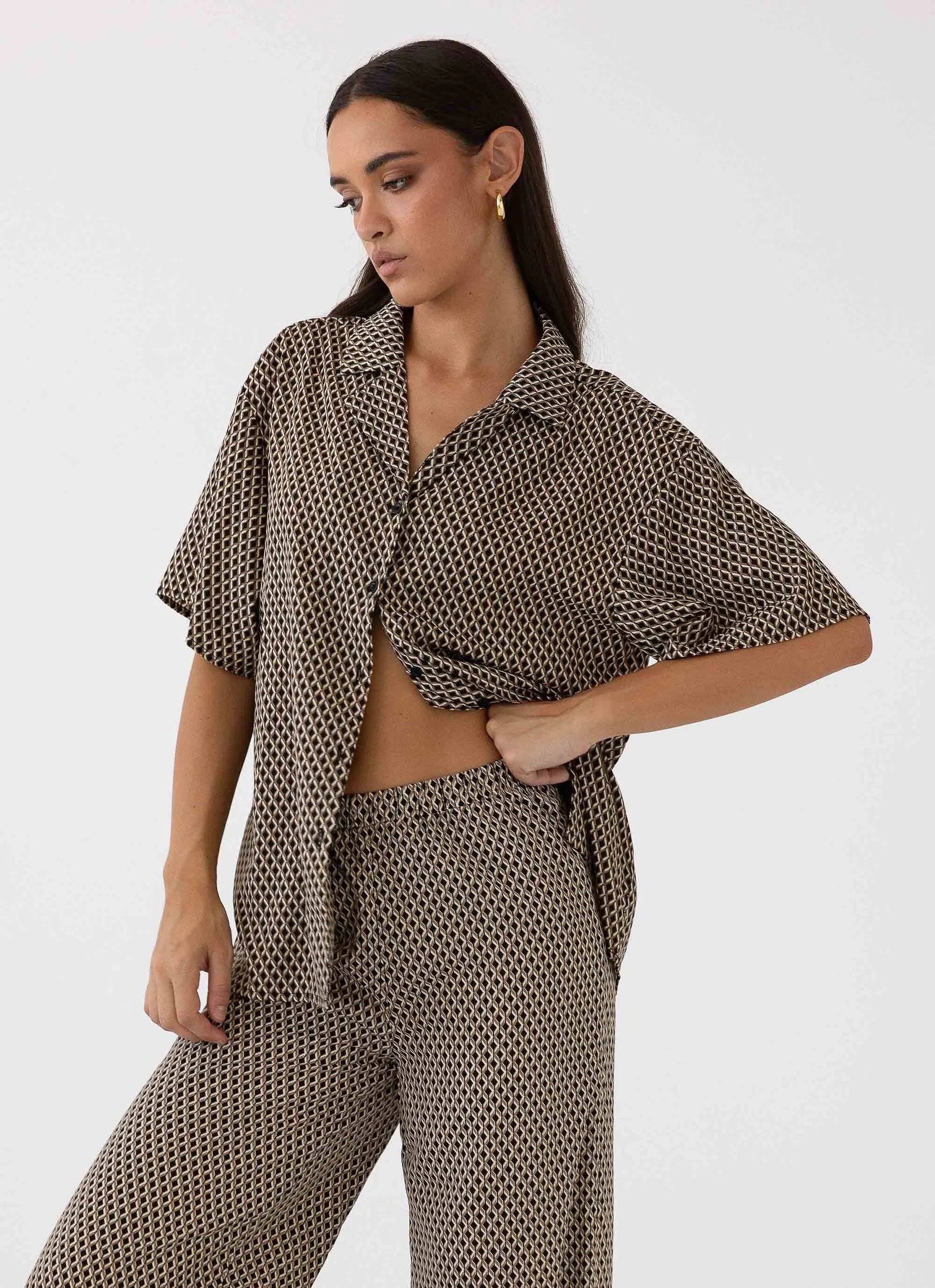 Bruno Oversized Shirt - Brown Geo sold by Peppermayo product image thumbnail 4