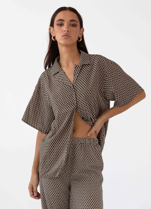Bruno Oversized Shirt - Brown Geo made by Peppermayo