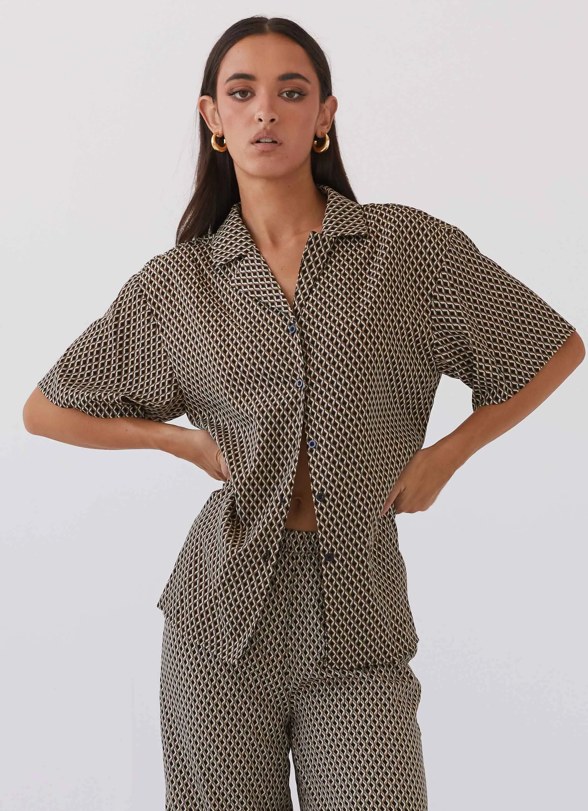 Bruno Oversized Shirt - Brown Geo sold by Peppermayo product image thumbnail 3