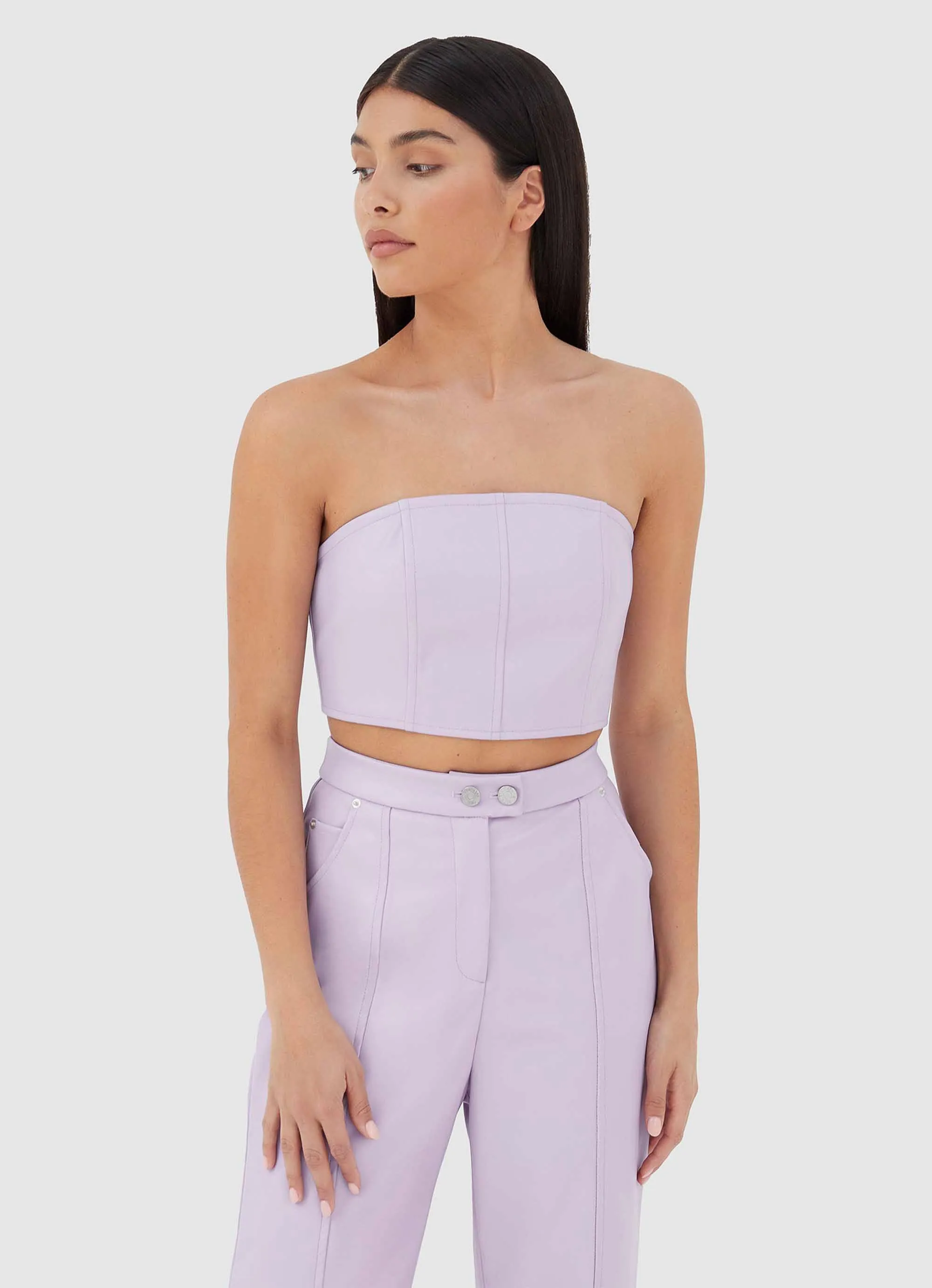 Tropez Leather Top - Lilac sold by Peppermayo