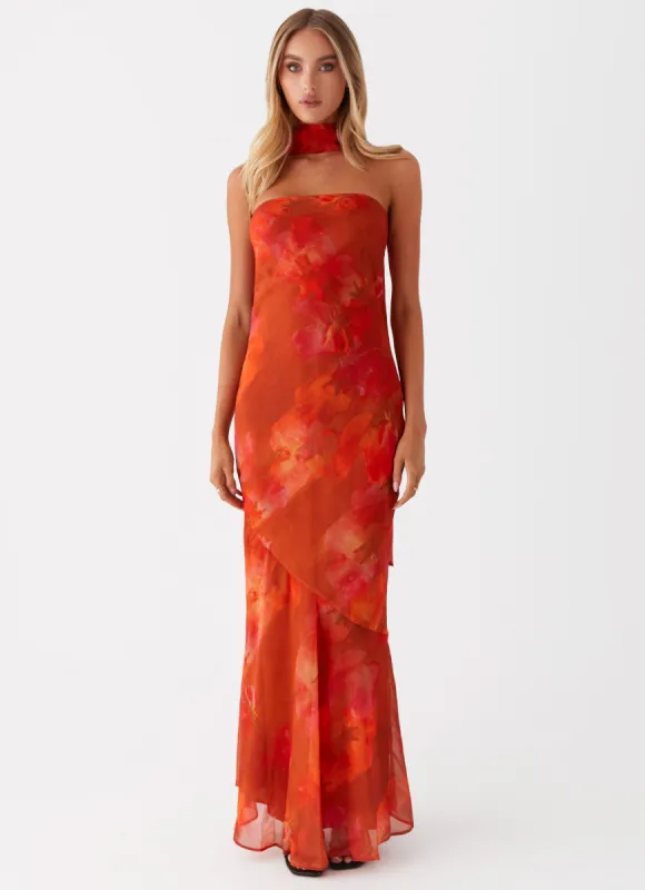 Under The Pagoda Maxi Dress - Amber sold by Peppermayo
