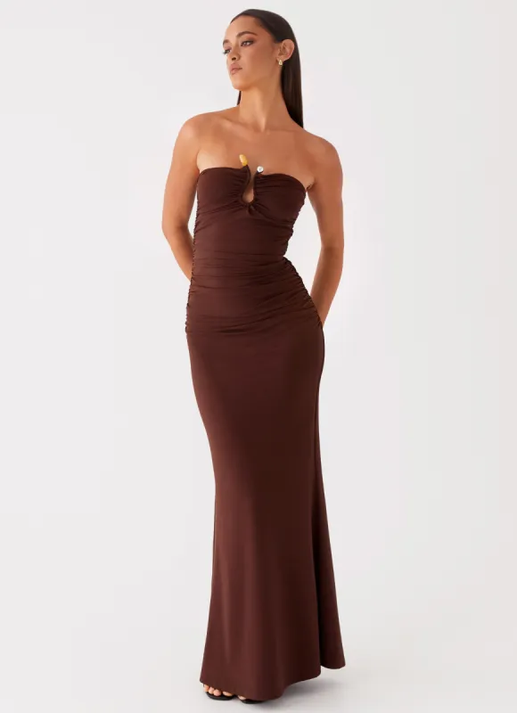 Rudy Maxi Dress - Brown sold by Peppermayo