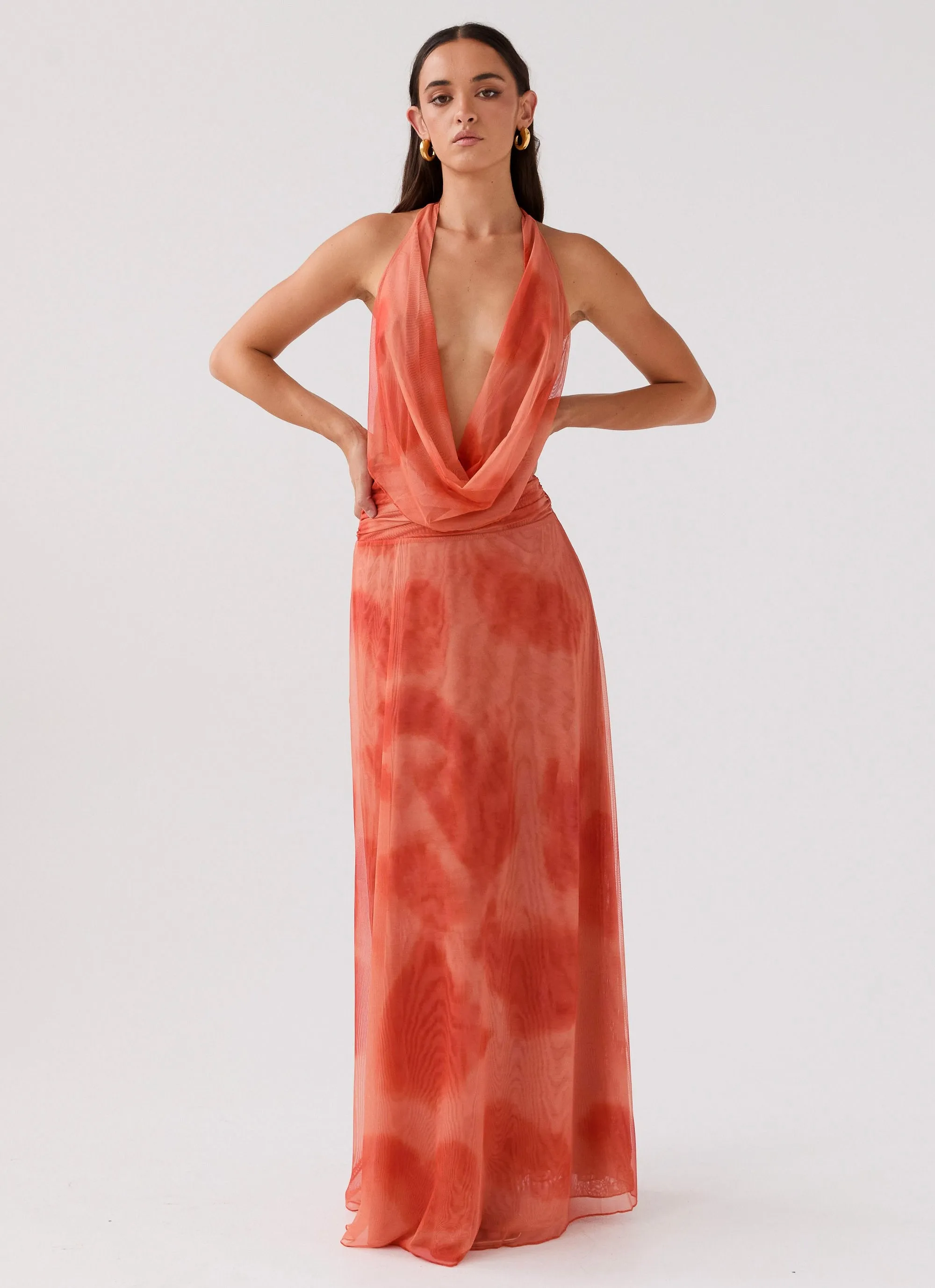 Elysia Chiffon Maxi Dress - Fiery Fusion sold by Peppermayo product image thumbnail 4