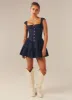 Isabella Denim Bustier Dress - Indigo sold by Peppermayo