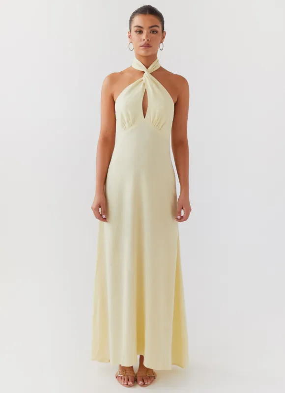 Adrienne Linen Maxi Dress - Lemon sold by Peppermayo