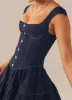 Isabella Denim Bustier Dress - Indigo sold by Peppermayo