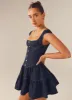 Isabella Denim Bustier Dress - Indigo sold by Peppermayo