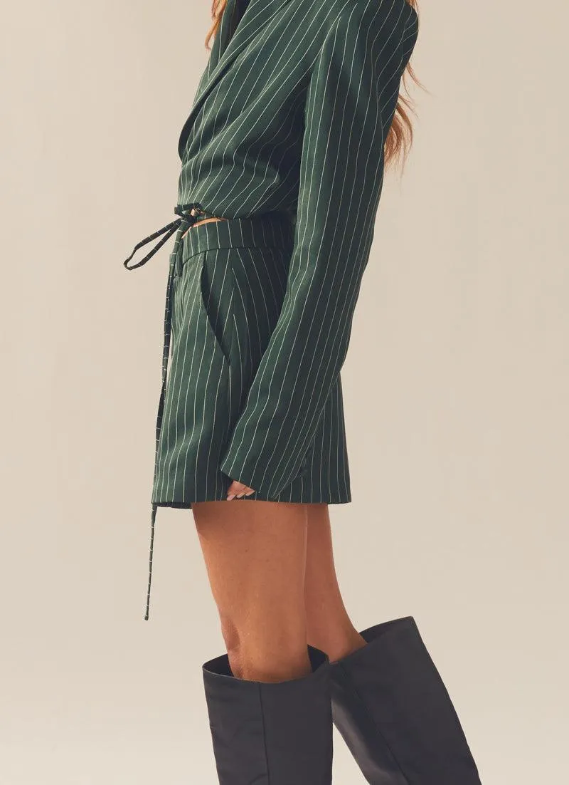 Forbidden Suit Skirt - Green Pinstripe sold by Peppermayo product image thumbnail 5
