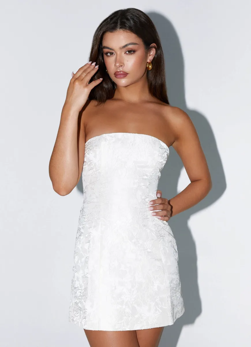 Eternity Strapless Mini Dress - Ivory sold by Peppermayo