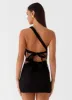 Olsen Linen One Shoulder Top - Black sold by Peppermayo