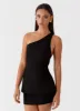 Olsen Linen One Shoulder Top - Black sold by Peppermayo