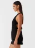 Olsen Linen One Shoulder Top - Black sold by Peppermayo