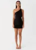 Olsen Linen One Shoulder Top - Black sold by Peppermayo