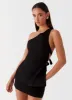 Olsen Linen One Shoulder Top - Black sold by Peppermayo