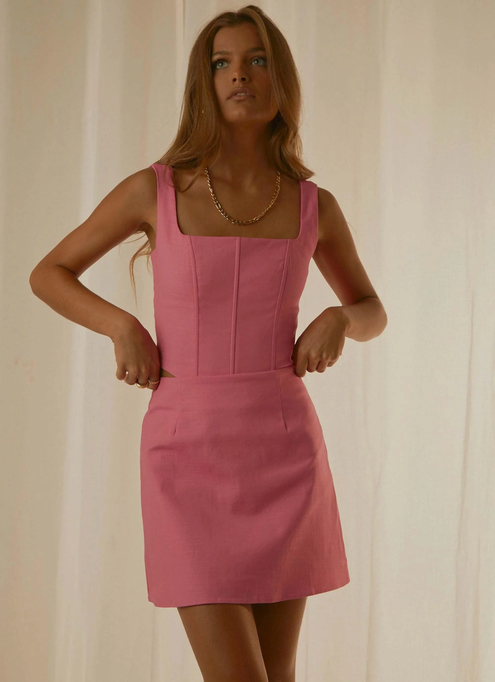 Rooftop Drinks Mini Skirt - Pink sold by Peppermayo