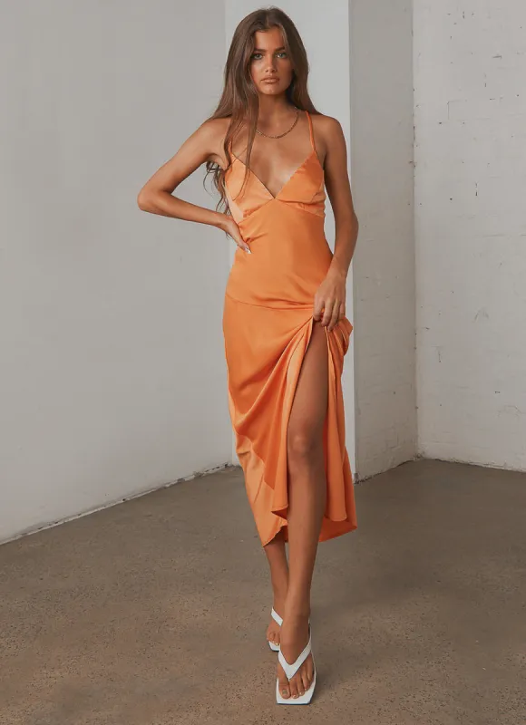 Amused Midi Dress - Orange sold by Peppermayo