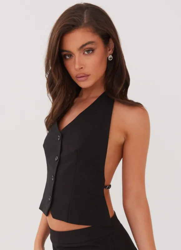 Sarah Halterneck Vest Top - Black sold by Peppermayo