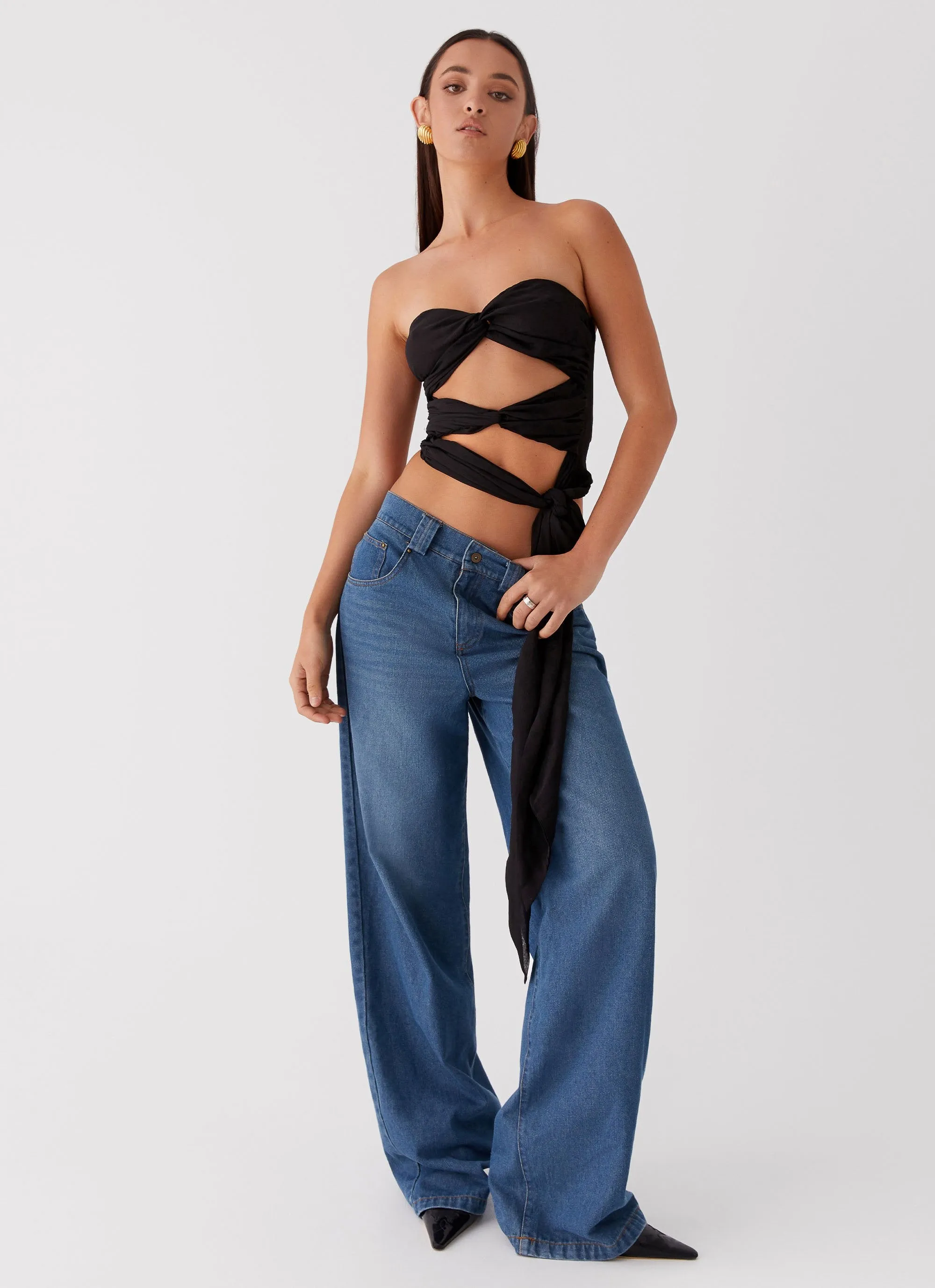 Sunlight Cascade Top - Black sold by Peppermayo