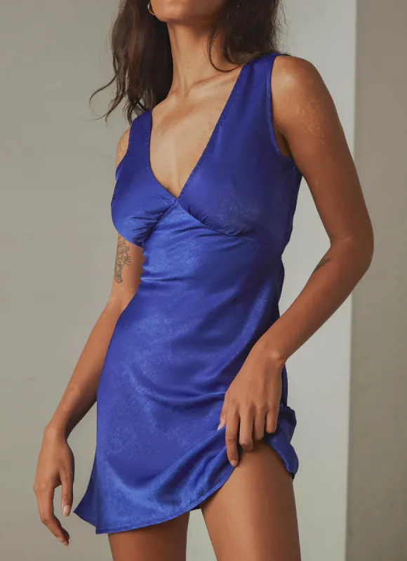 Audrey Vintage Slip Dress - Cobalt Blue sold by Peppermayo