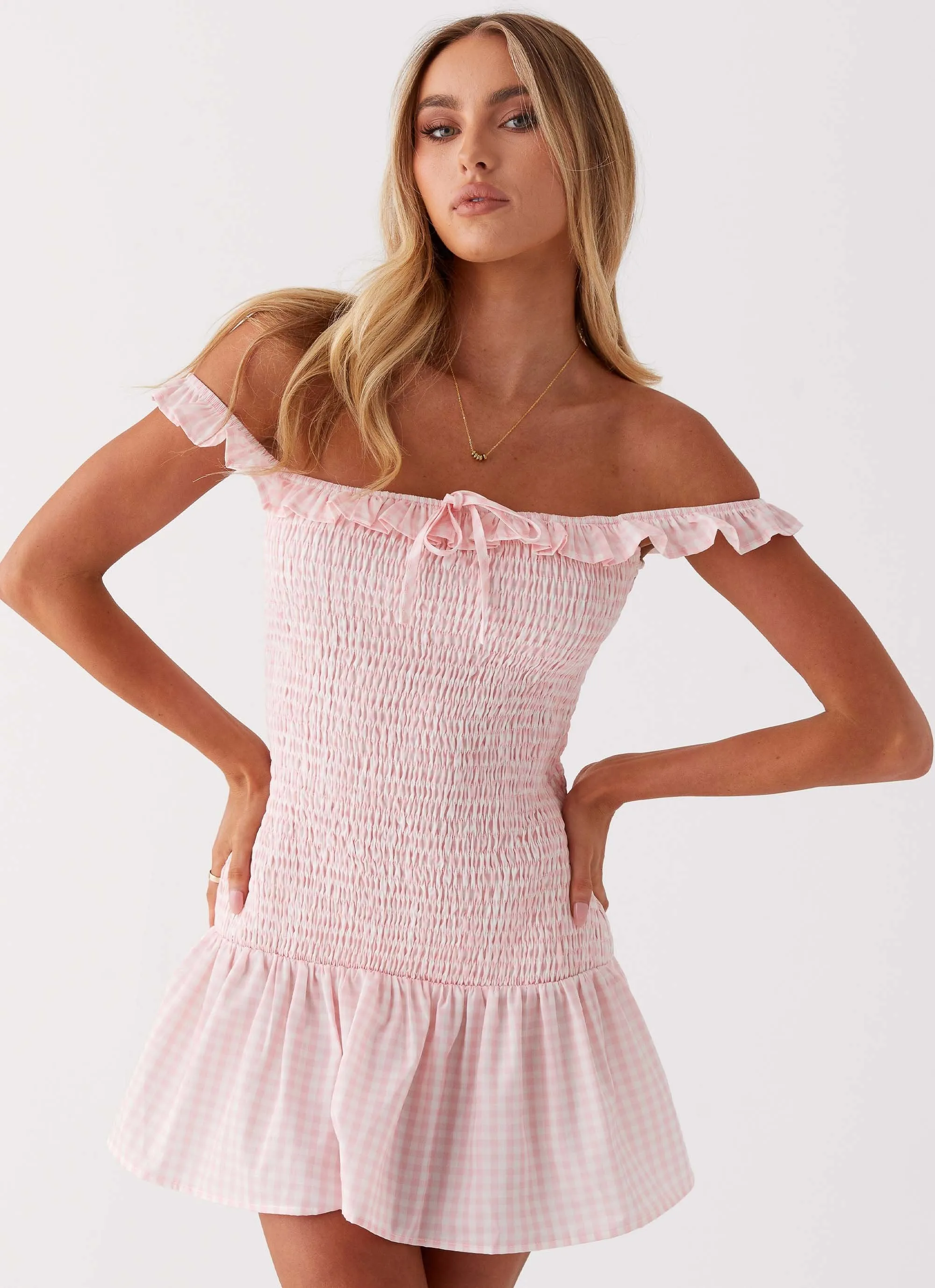 Anica Mini Dress - Pink Gingham sold by Peppermayo
