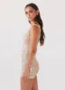 Starlit Soiree Sequin Mini Dress - Champagne sold by Peppermayo