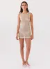 Starlit Soiree Sequin Mini Dress - Champagne sold by Peppermayo