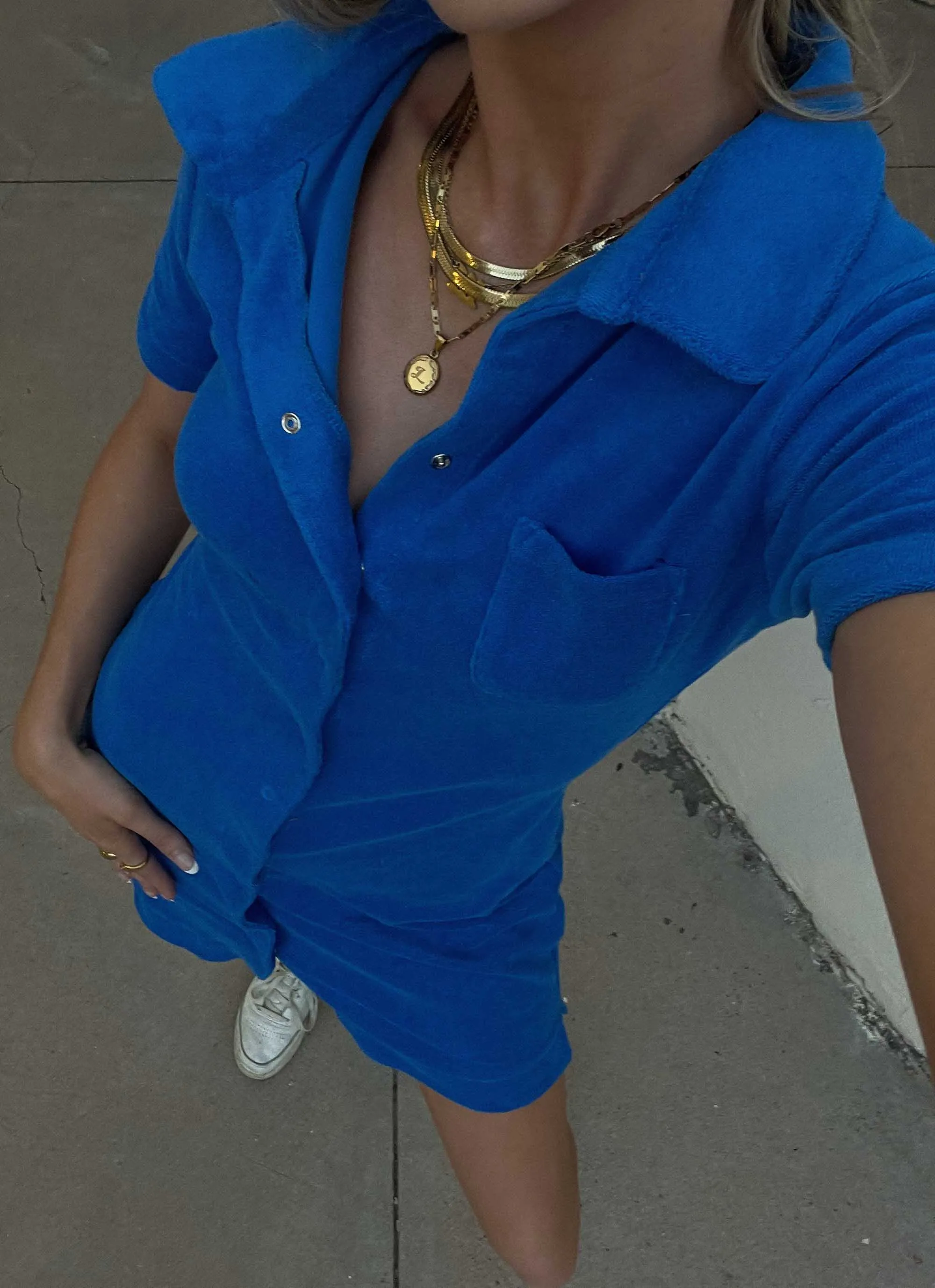 Daylight Terry Mini Dress - Cobalt sold by Peppermayo