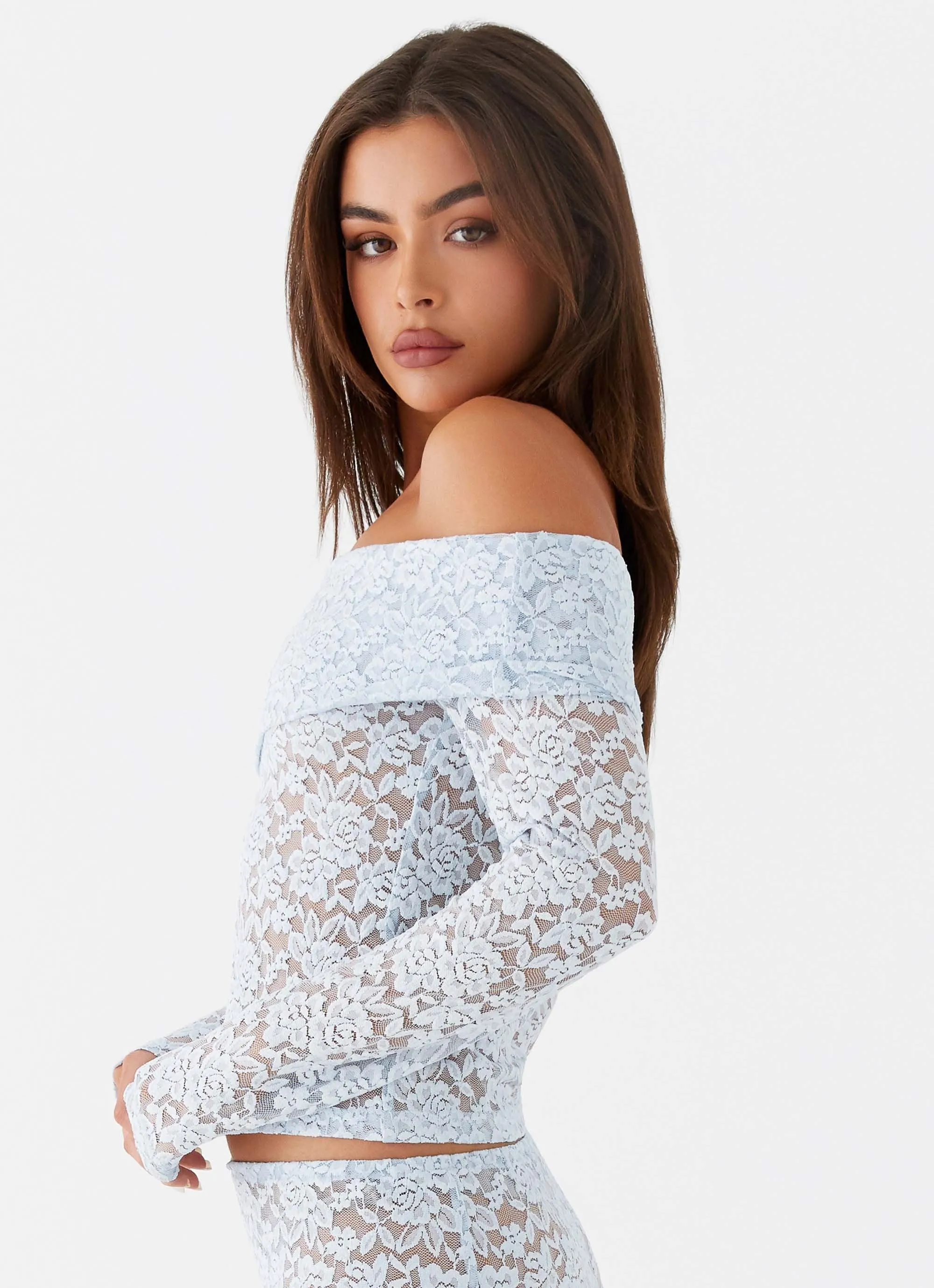 Zephyra Lace Long Sleeve Top - Blue Cloud sold by Peppermayo product image thumbnail 3