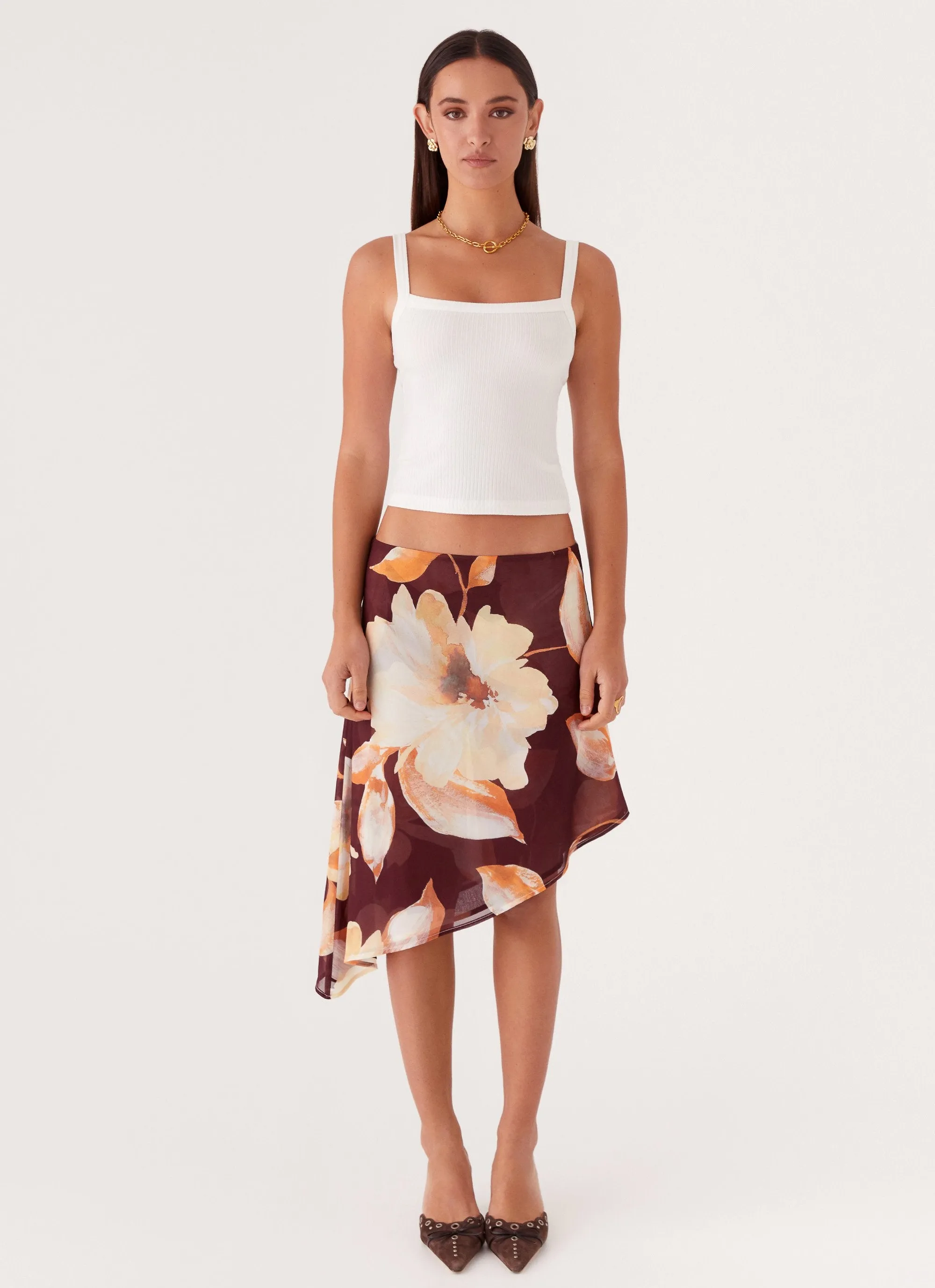 Elizabeth Midi Skirt - Brown Floral sold by Peppermayo product image thumbnail 3