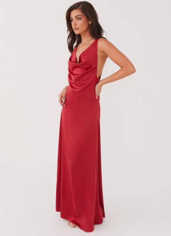 Musa Maxi Dress - Cherry Red sold by Peppermayo