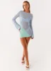 Estie Long Sleeve Crochet Mini Dress - Multi sold by Peppermayo