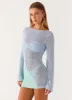 Estie Long Sleeve Crochet Mini Dress - Multi sold by Peppermayo
