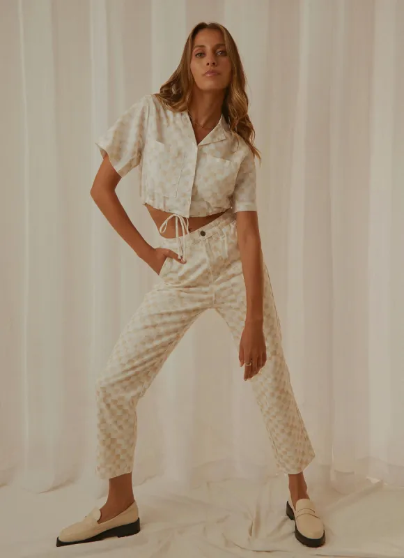 California Pant - Sand checker sold by Peppermayo