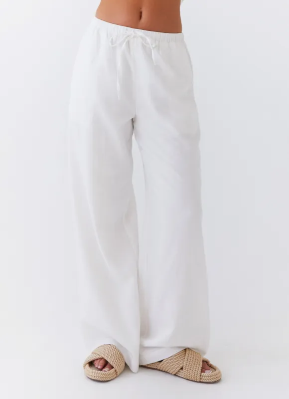 Fresh Face Linen Pants - White sold by Peppermayo