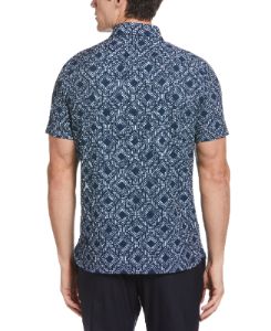 Total Stretch Slim Fit Tiled Dot Print Shirt sold by Perry Ellis