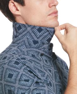 Total Stretch Slim Fit Tiled Dot Print Shirt sold by Perry Ellis