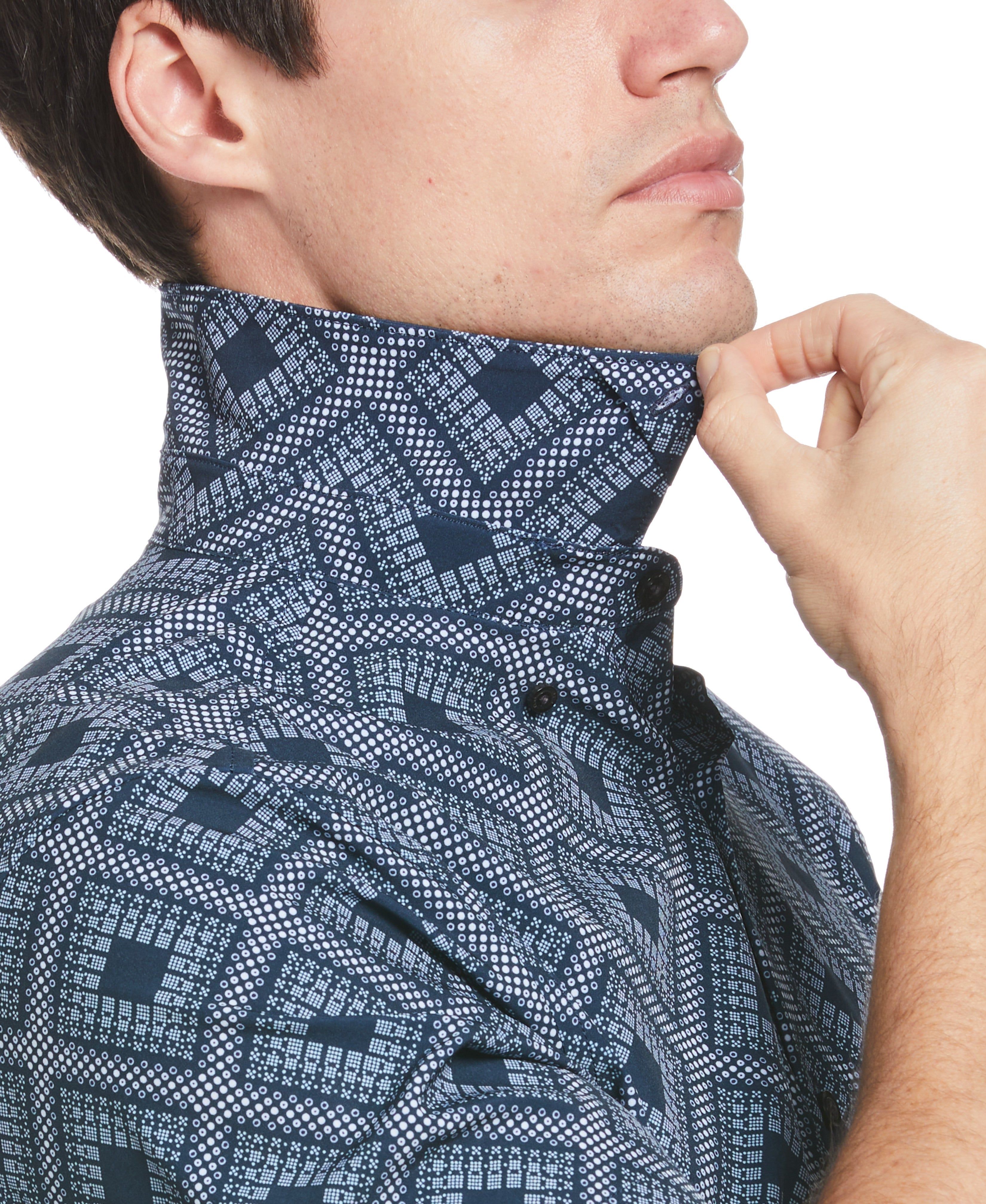 Total Stretch Slim Fit Tiled Dot Print Shirt sold by Perry Ellis product image thumbnail 3