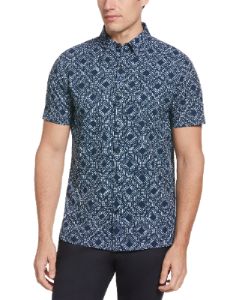 Total Stretch Slim Fit Tiled Dot Print Shirt sold by Perry Ellis