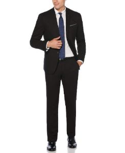 2 Piece Very Slim Fit Solid Black Suit sold by Perry Ellis