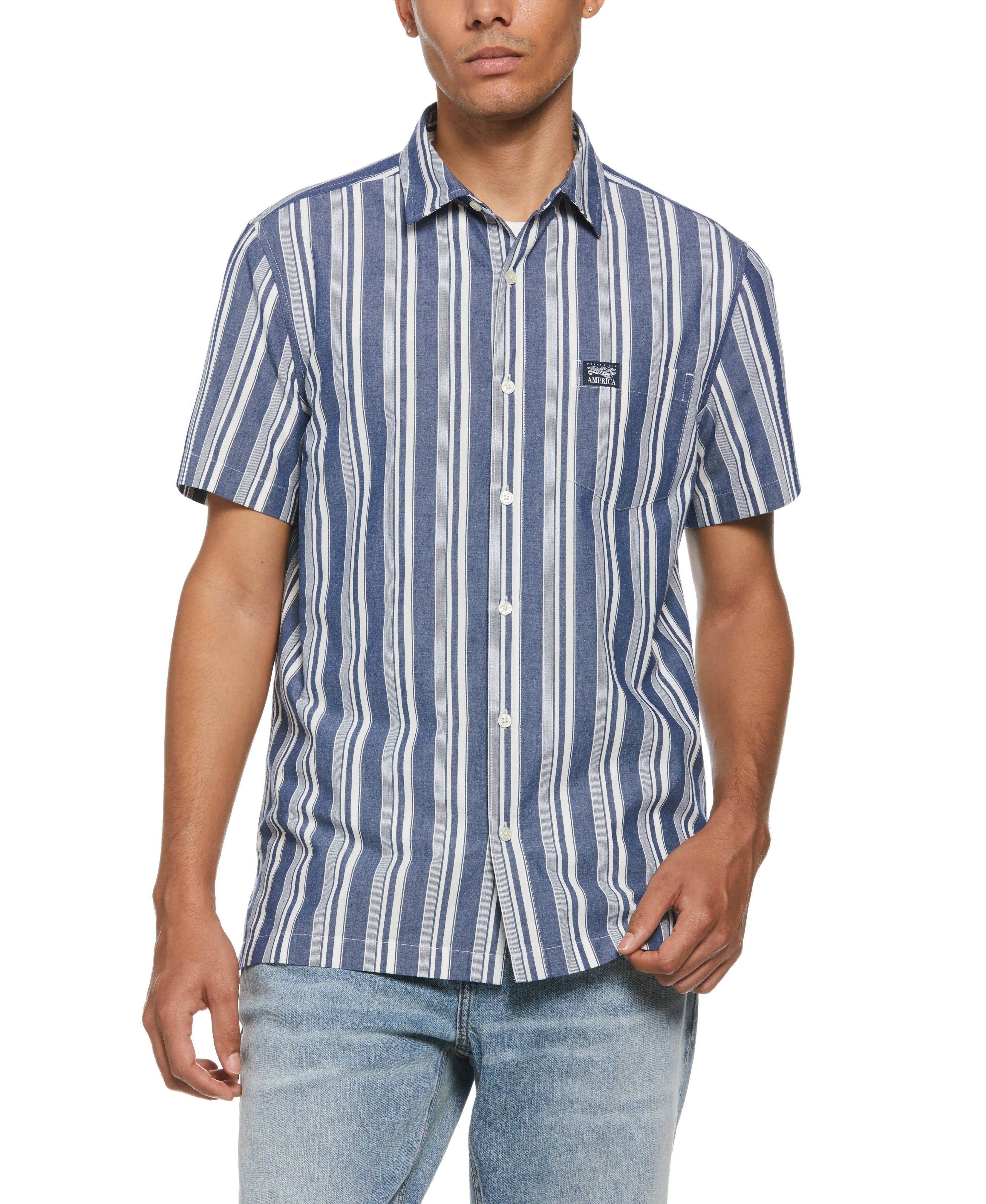Short Sleeve Striped Shirt sold by Perry Ellis
