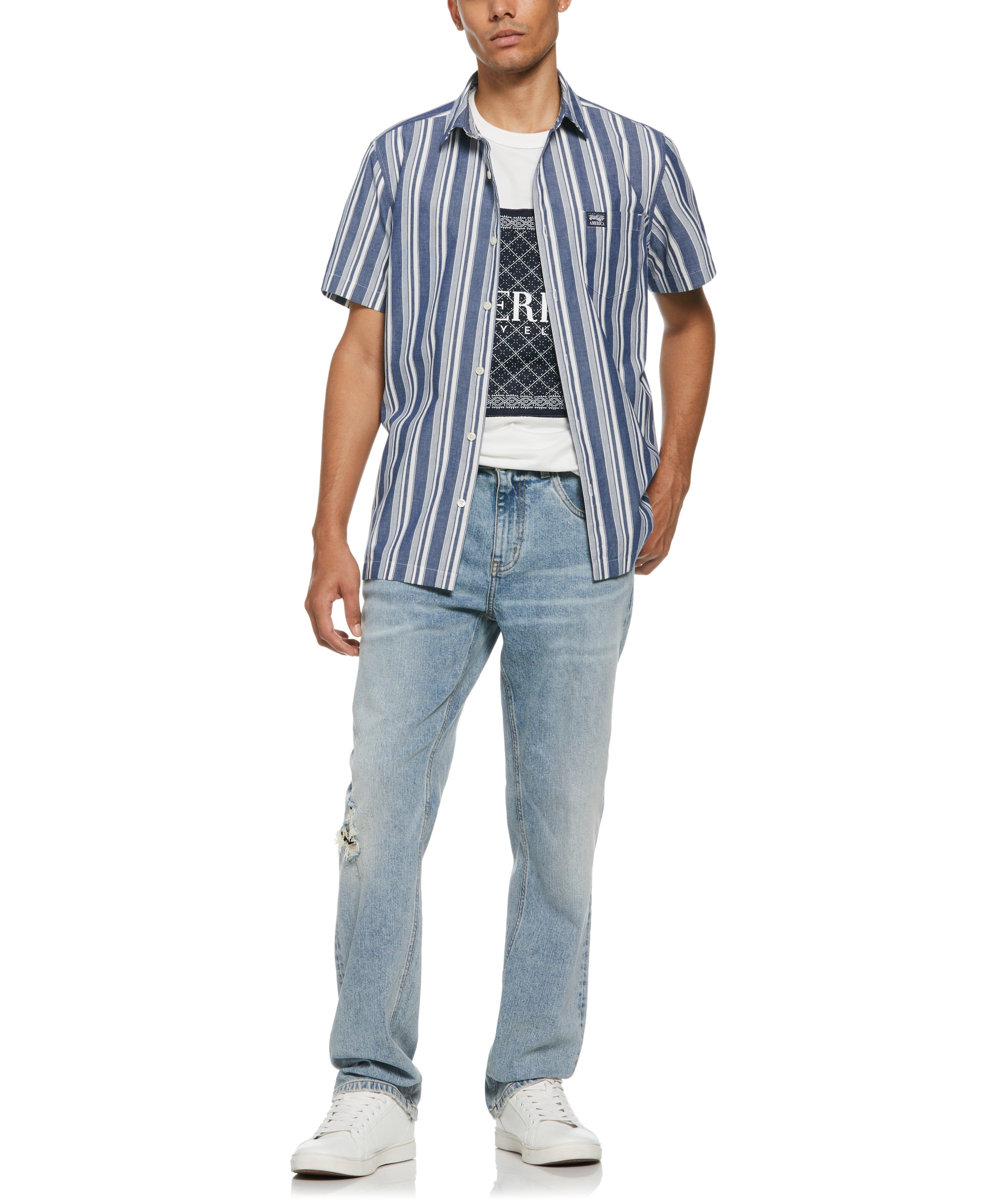 Short Sleeve Striped Shirt sold by Perry Ellis product image thumbnail 4