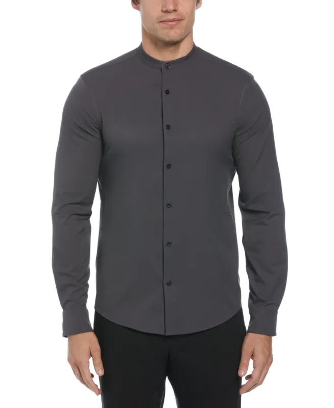 Untucked Total Stretch Slim Fit Banded Collar Shirt - Gray sold by Perry Ellis