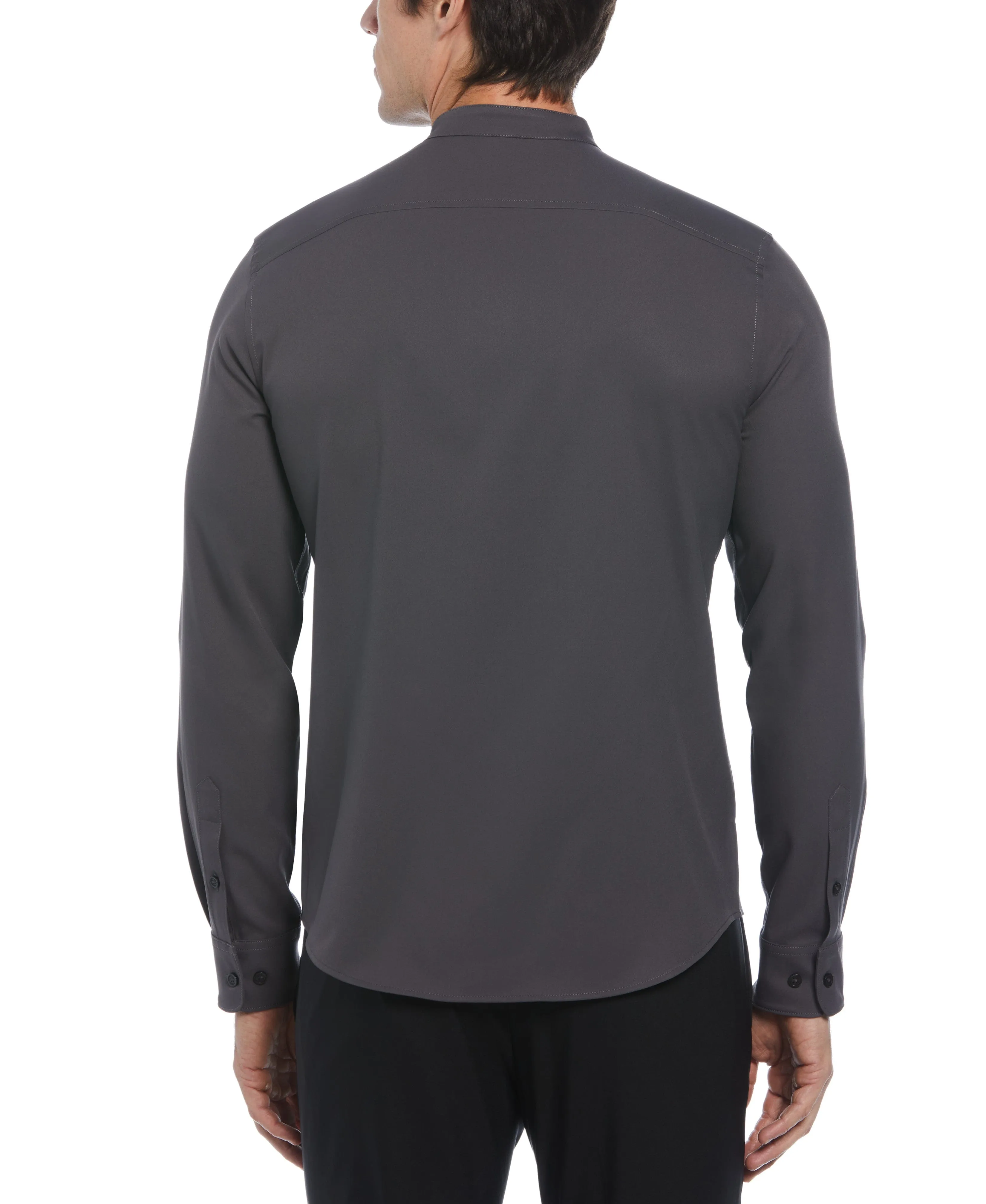 Untucked Total Stretch Slim Fit Banded Collar Shirt - Gray sold by Perry Ellis product image thumbnail 2