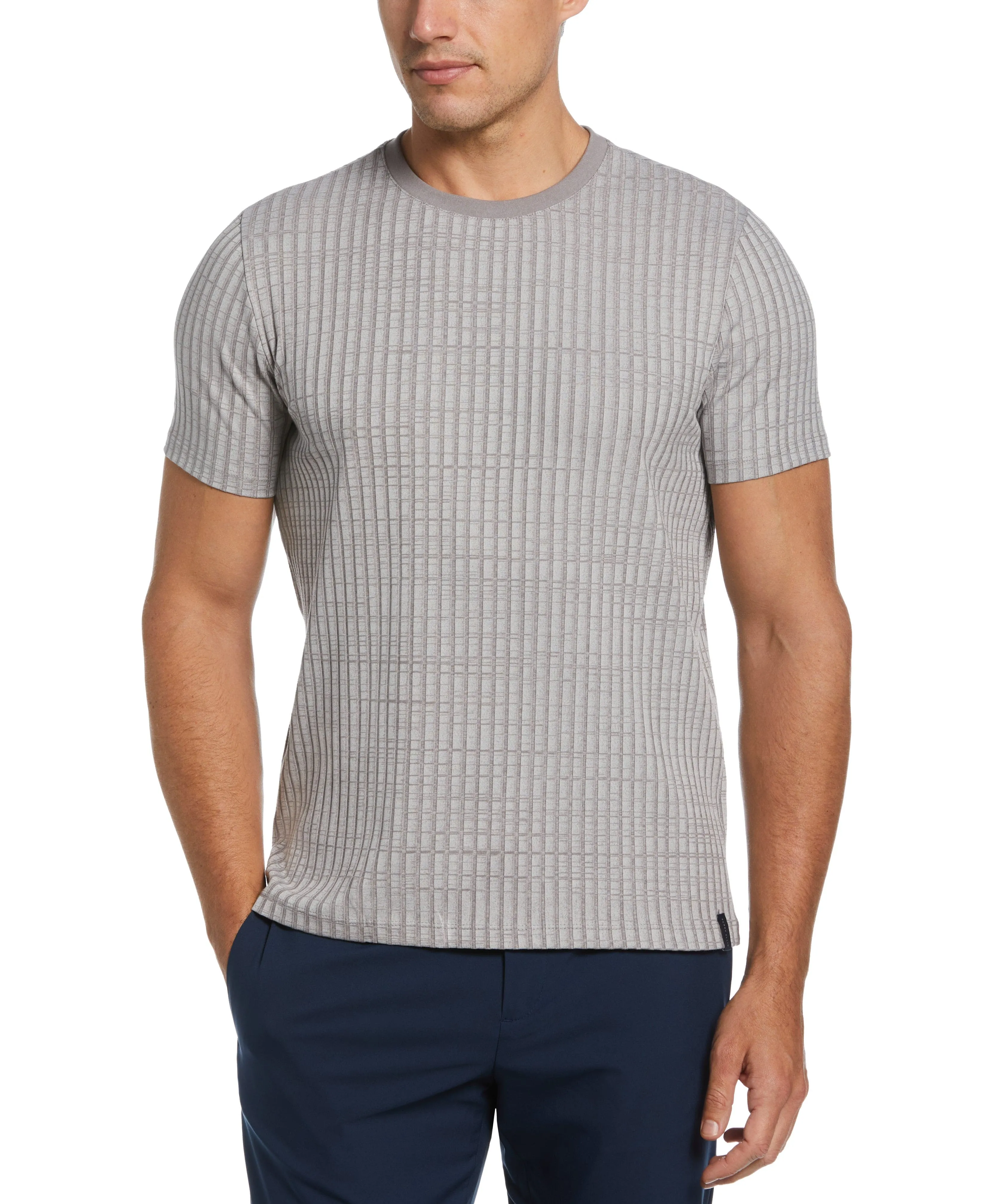 Rib Knit Crew Neck Tee sold by Perry Ellis