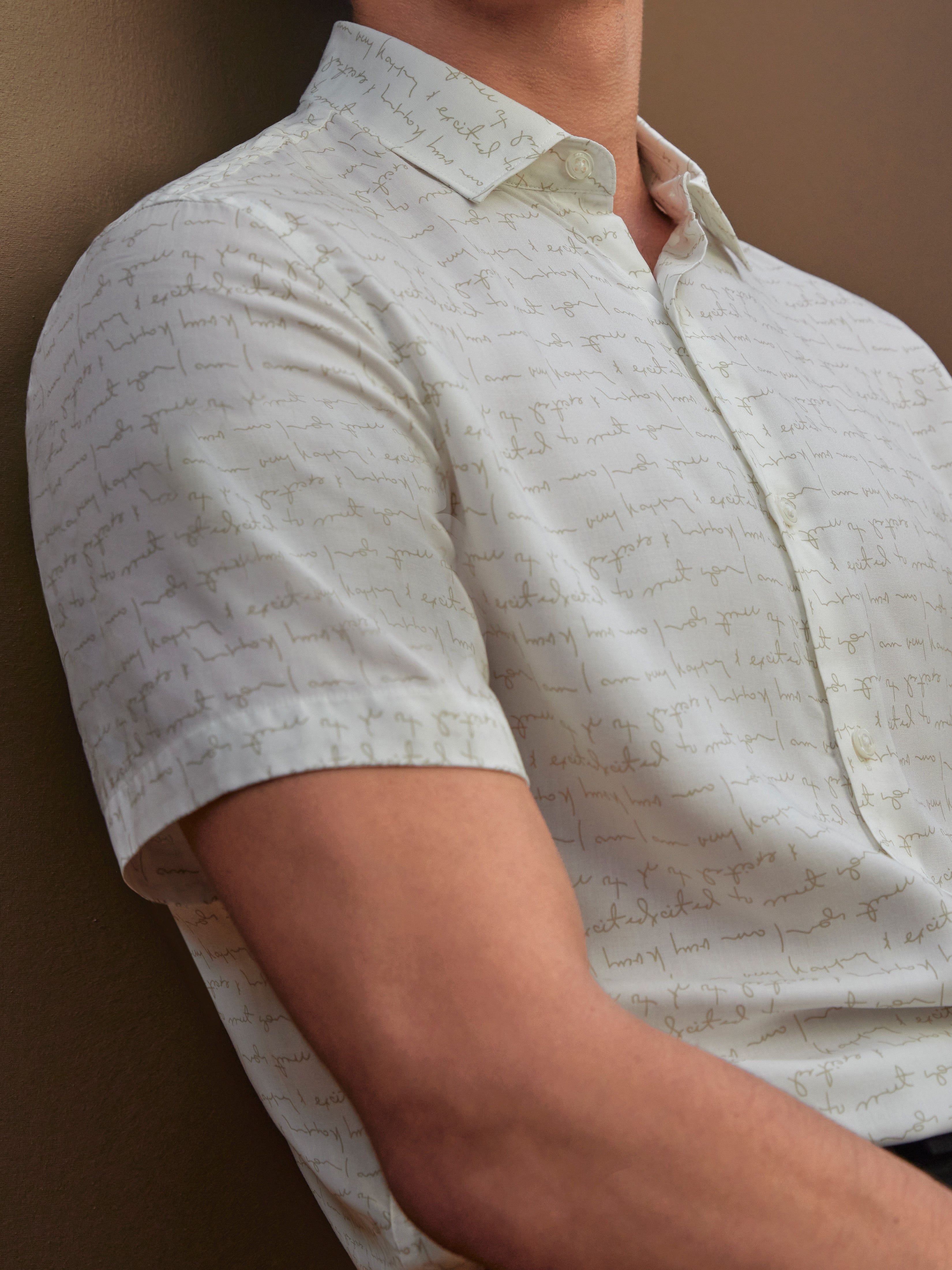 Total Stretch Slim Fit Writing Print Shirt sold by Perry Ellis product image thumbnail 4