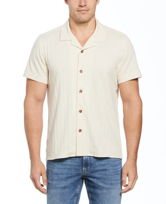 Jacquard Stripe Camp Shirt sold by Perry Ellis