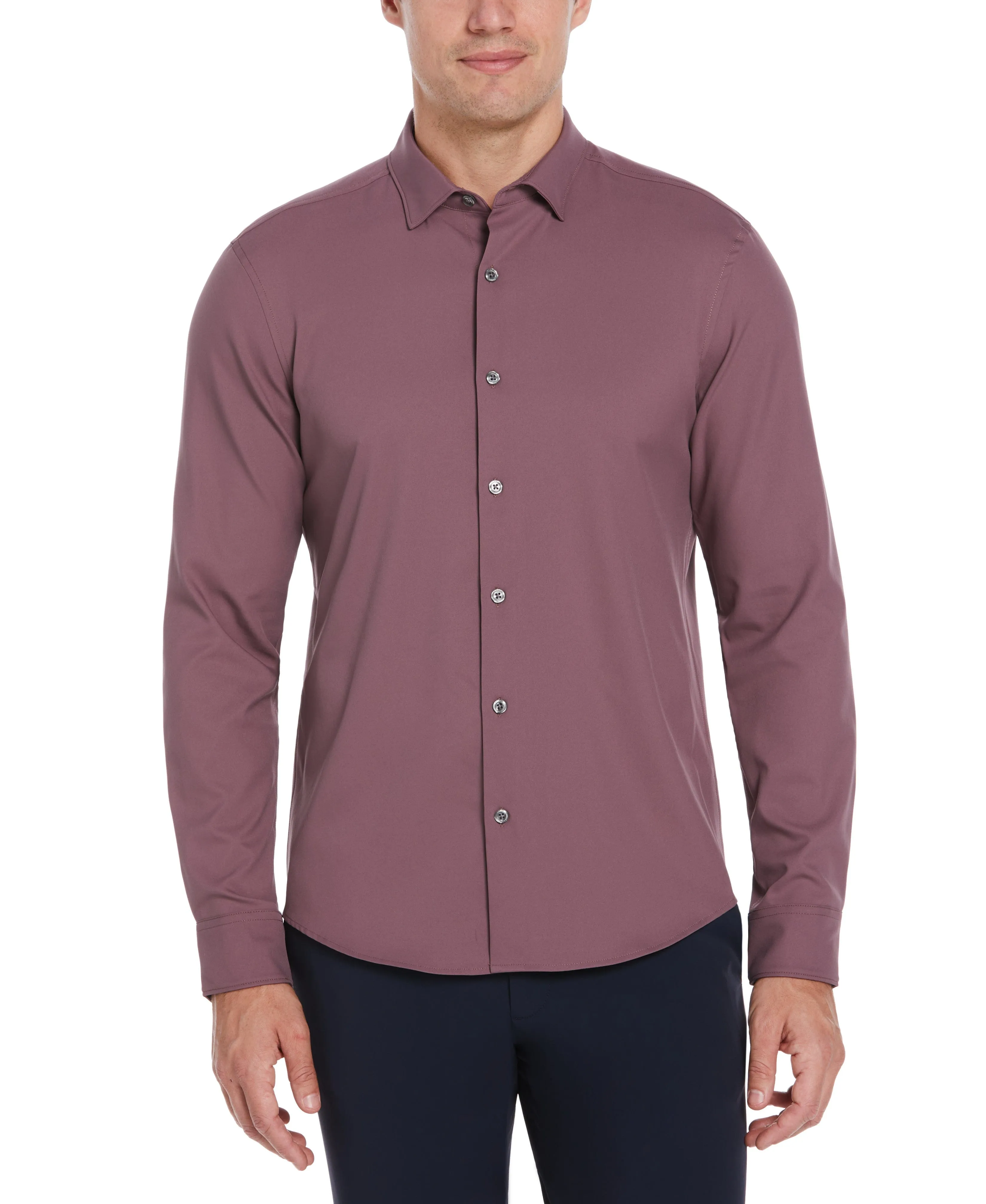 Untucked Total Stretch Slim Fit Solid Shirt - Purple sold by Perry Ellis