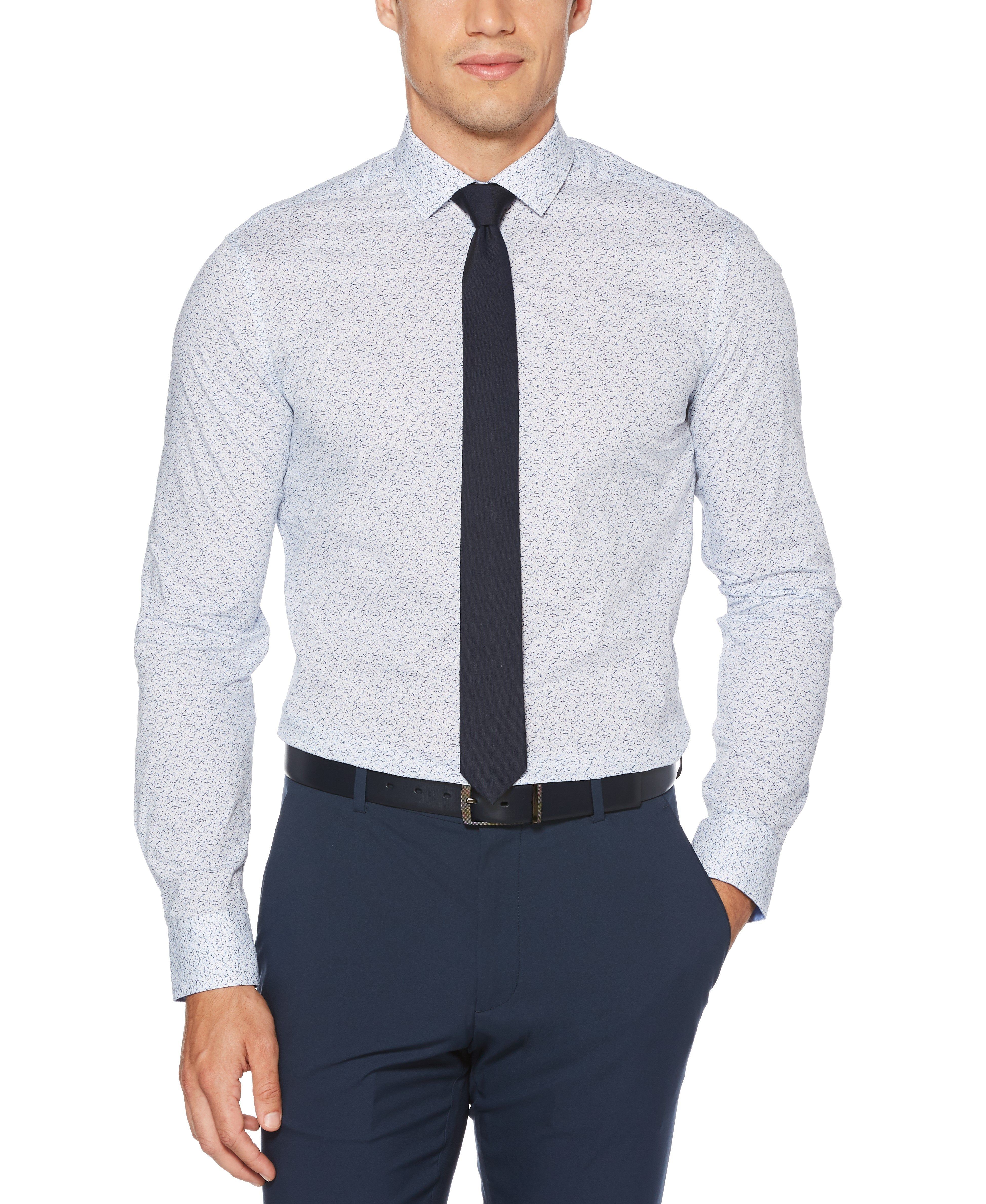 Very Slim Bright Floral Print Dress Shirt sold by Perry Ellis