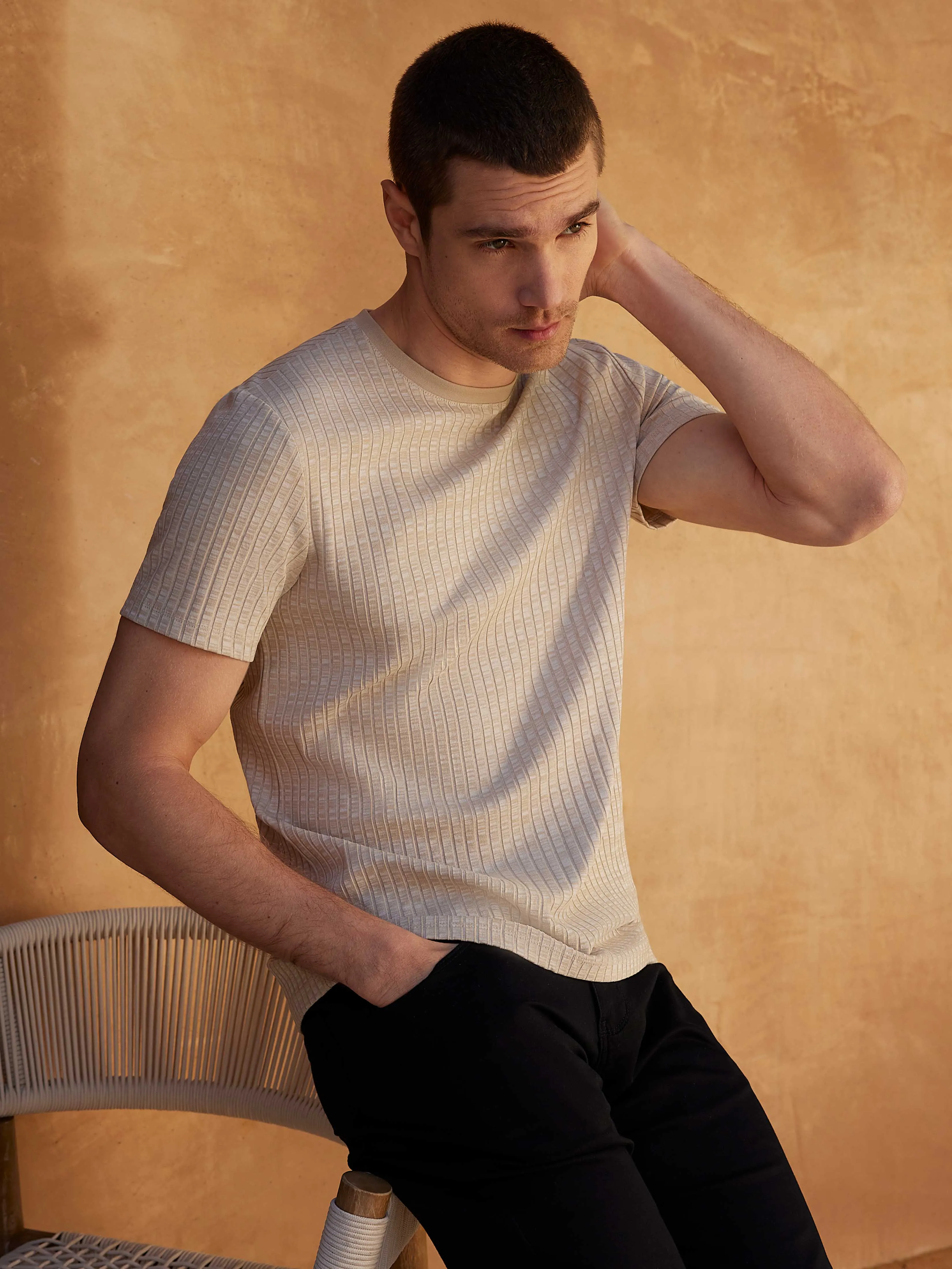 Ribbed Crew Neck Tee sold by Perry Ellis product image thumbnail 4